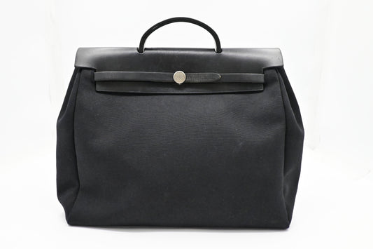 Hermes Herbag 36 in Black Canvas