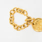 Chanel Gold Logo Round Medallion Chain Link Bracelet