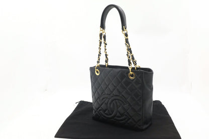 Chanel PST Shoulder Bag in Black Caviar Leather