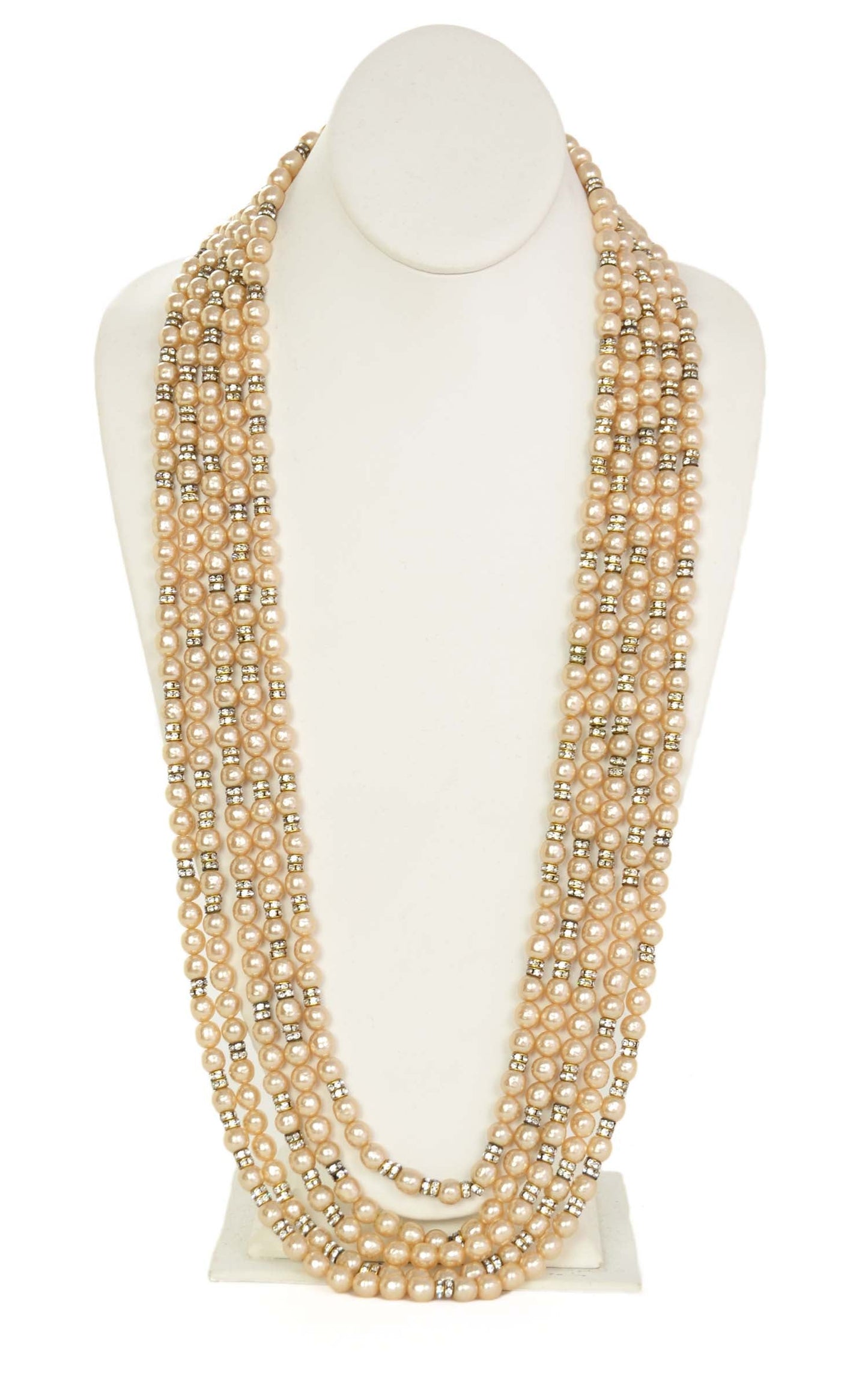 Chanel 1990s   Multi-Strand Pearl & Crystal Necklace