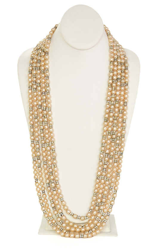 Chanel 1990s   Multi-Strand Pearl & Crystal Necklace