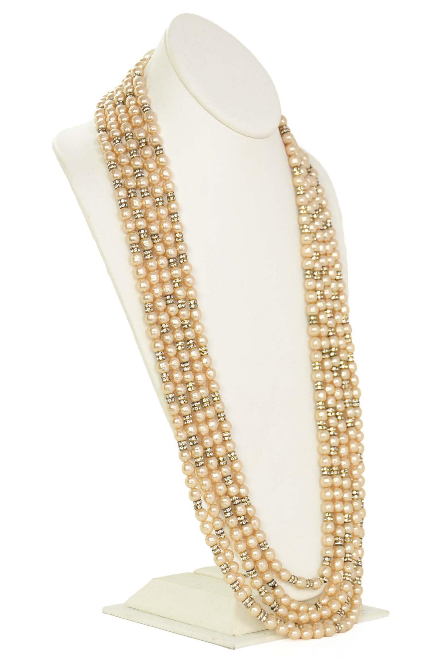 Chanel 1990s   Multi-Strand Pearl & Crystal Necklace