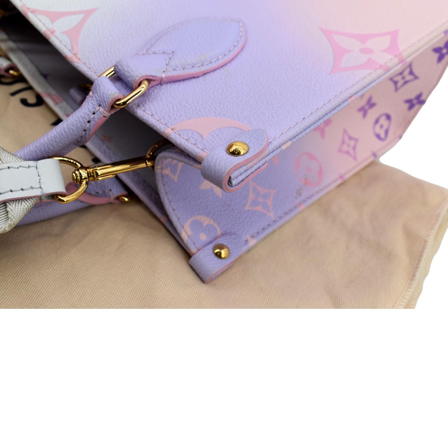 LOUIS VUITTON Women Onthego PM Monogram Coated Canvas Tote Sunrise Pastel