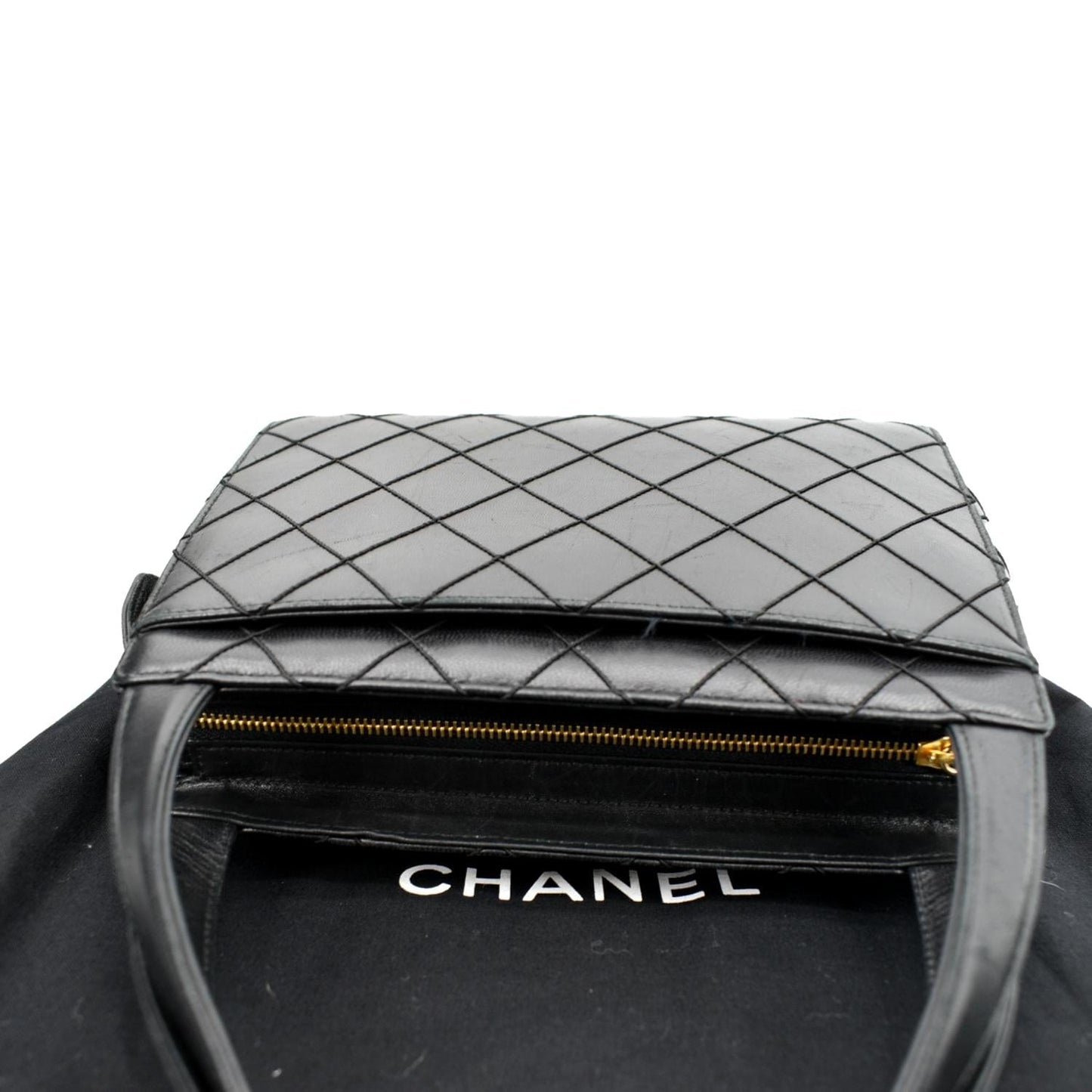CHANEL Small   Lambskin Leather Handbag Black