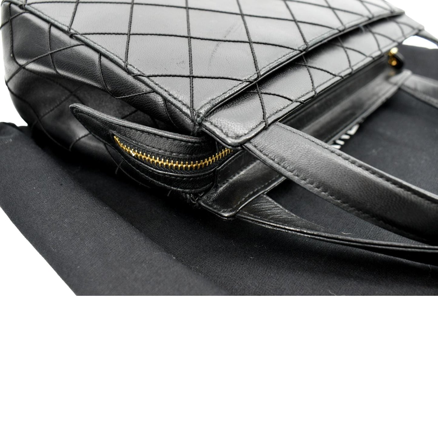 CHANEL Small   Lambskin Leather Handbag Black