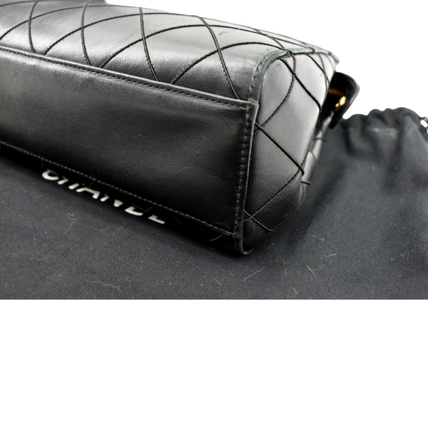 CHANEL Small   Lambskin Leather Handbag Black