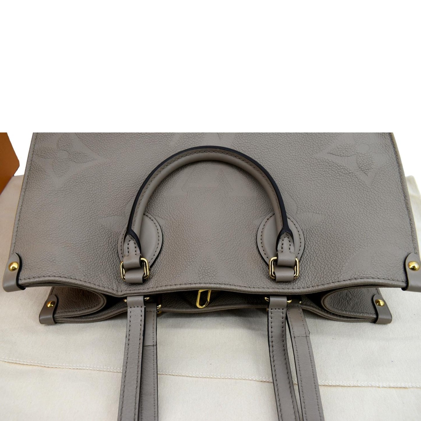LOUIS VUITTON Onthego MM Monogram Empreinte Shoulder Bag Tourterelle