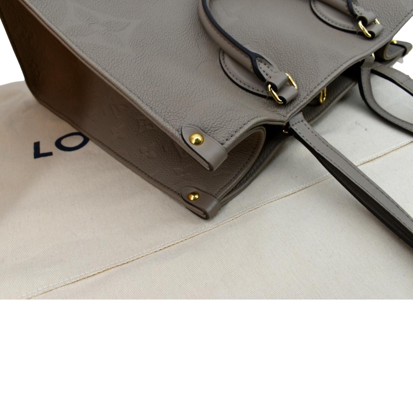 LOUIS VUITTON Onthego MM Monogram Empreinte Shoulder Bag Tourterelle