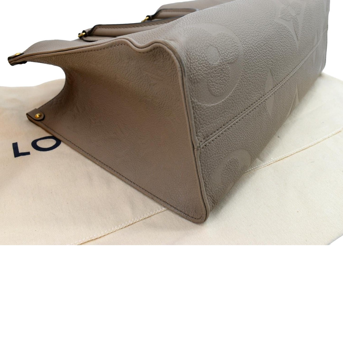 LOUIS VUITTON Onthego MM Monogram Empreinte Shoulder Bag Tourterelle