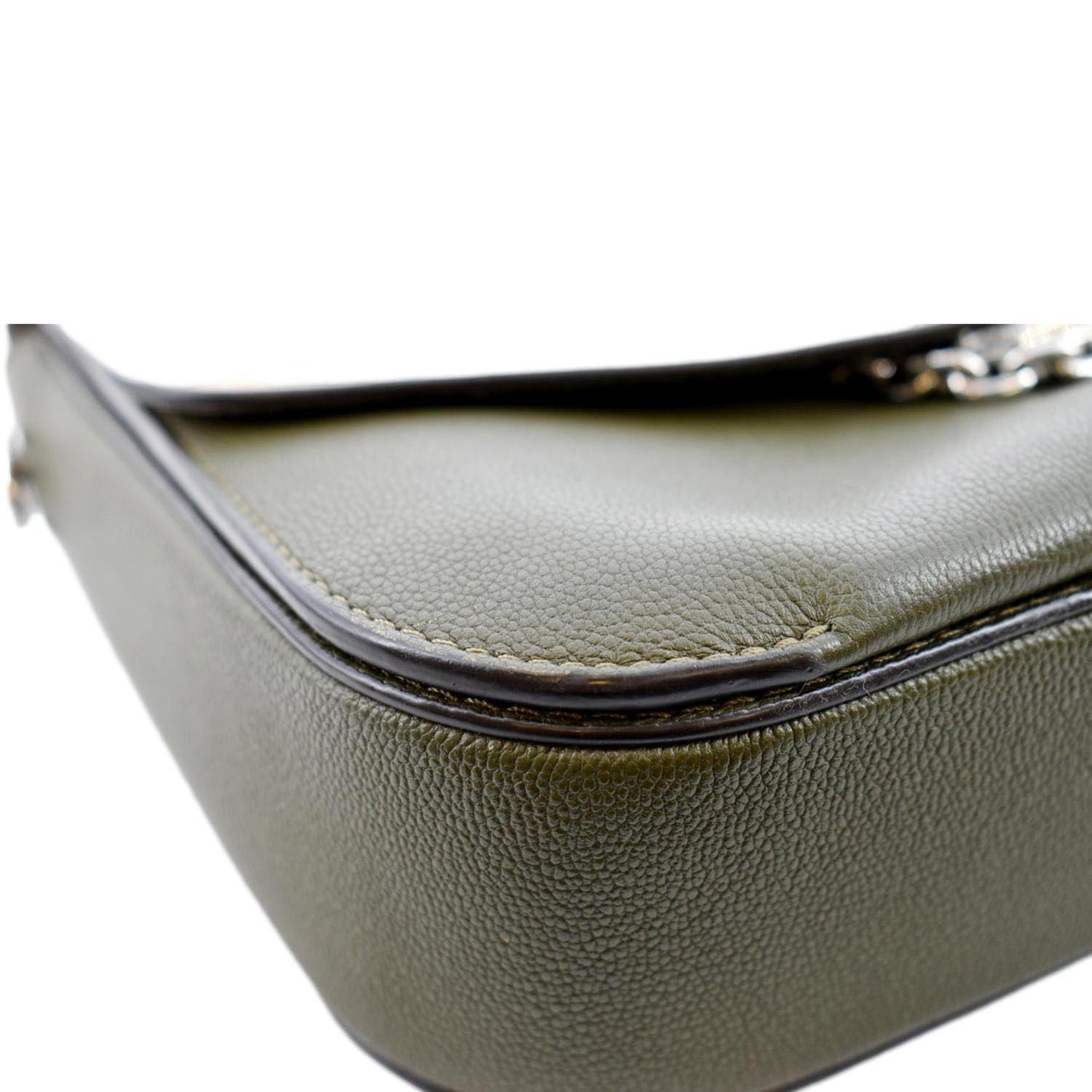 LOUIS VUITTON Very Calfskin Leather Saddle Shoulder Bag Khaki Green