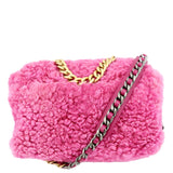 CHANEL 19 Flap Shearling Sheepskin Shoulder Bag Pink