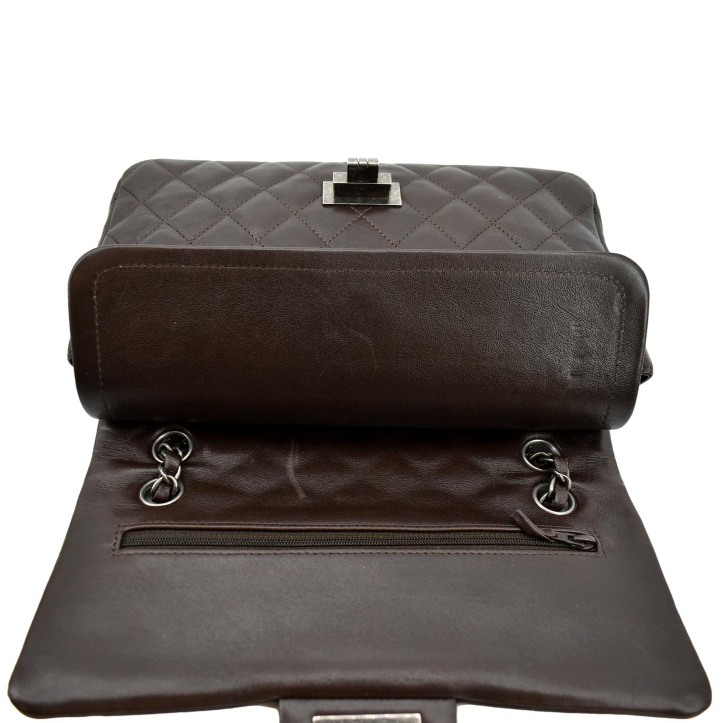 CHANEL Reissue Double Flap Leather Shoulder Bag Brown
