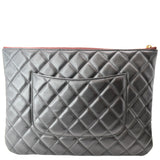 CHANEL Leather O-Case Zip Pouch Black