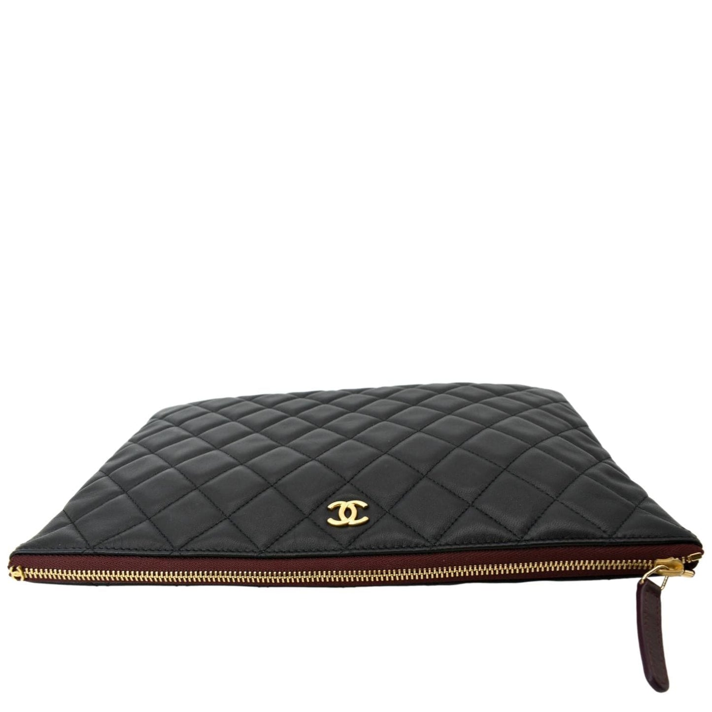 CHANEL Leather O-Case Zip Pouch Black