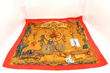 Hermes 'Musée' Carre 90 in Light Red Silk