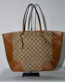Gucci Monogram Medium Bree Zippered Tote Beige Tabacco