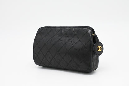 Chanel Pouch in Black Matelassé Leather