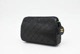 Chanel Pouch in Black Matelassé Leather
