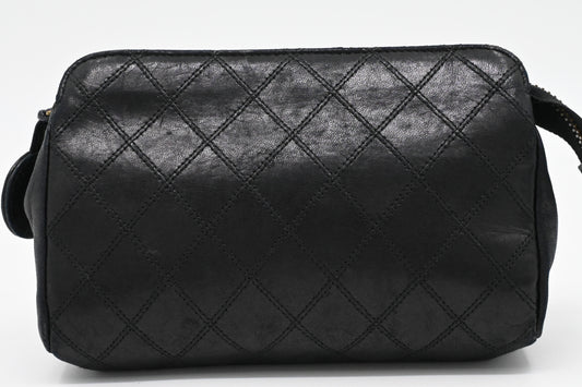Chanel Pouch in Black Matelassé Leather