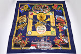 Hermes 'New Orleans' Carre 90 in Dark Blue Silk