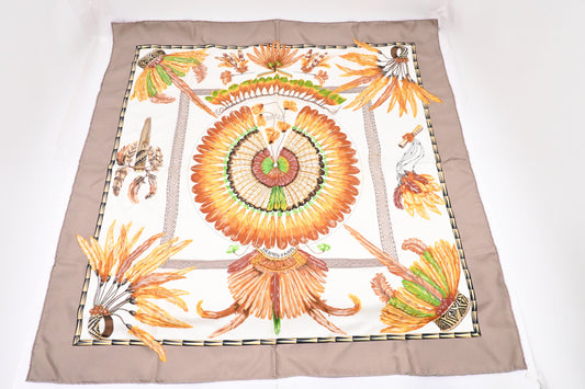 Hermes 'Brazil' Carre 90 in Gray Silk