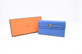 Hermes Kelly Wallet in Blue Leather