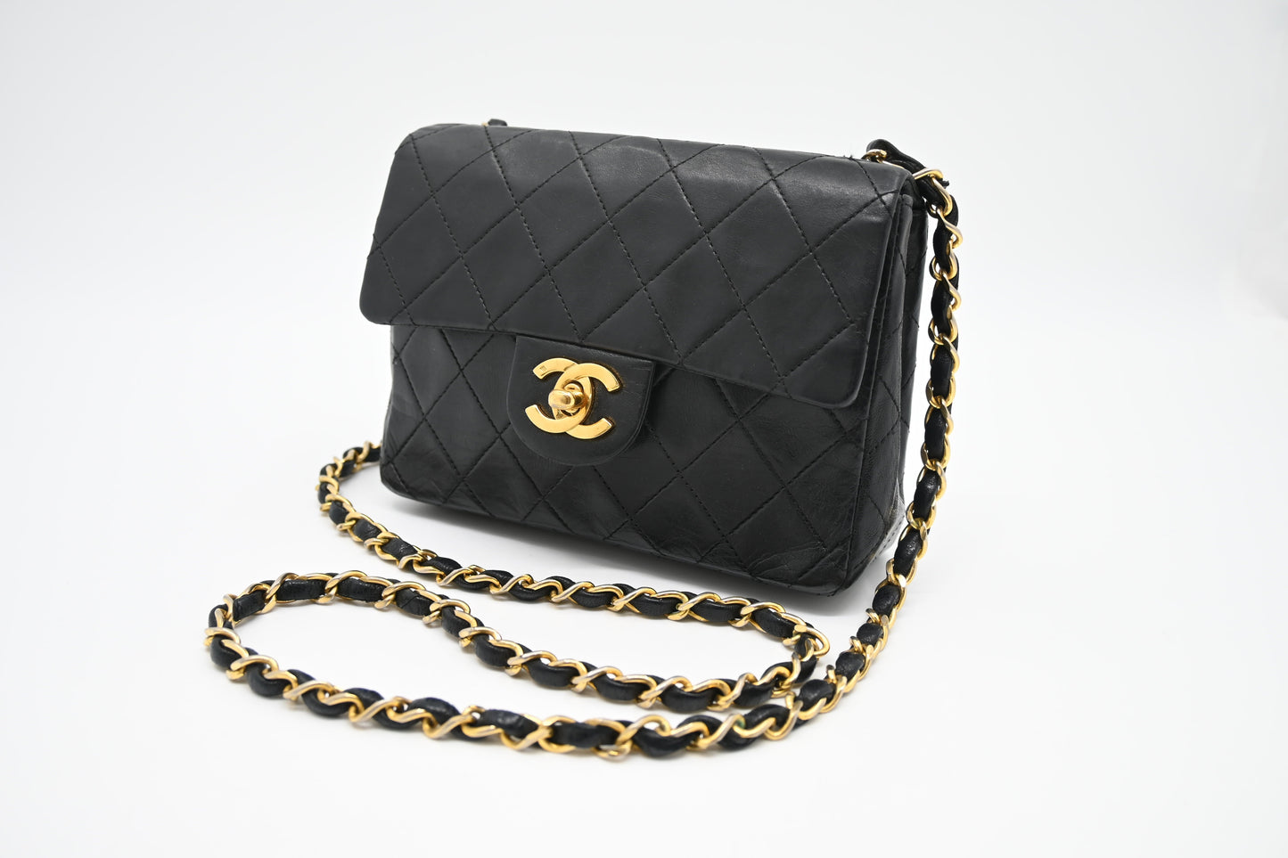 Chanel Mini Square in Black Matelassé Leather