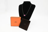 Hermes H Cube Necklace in Pink Enamel
