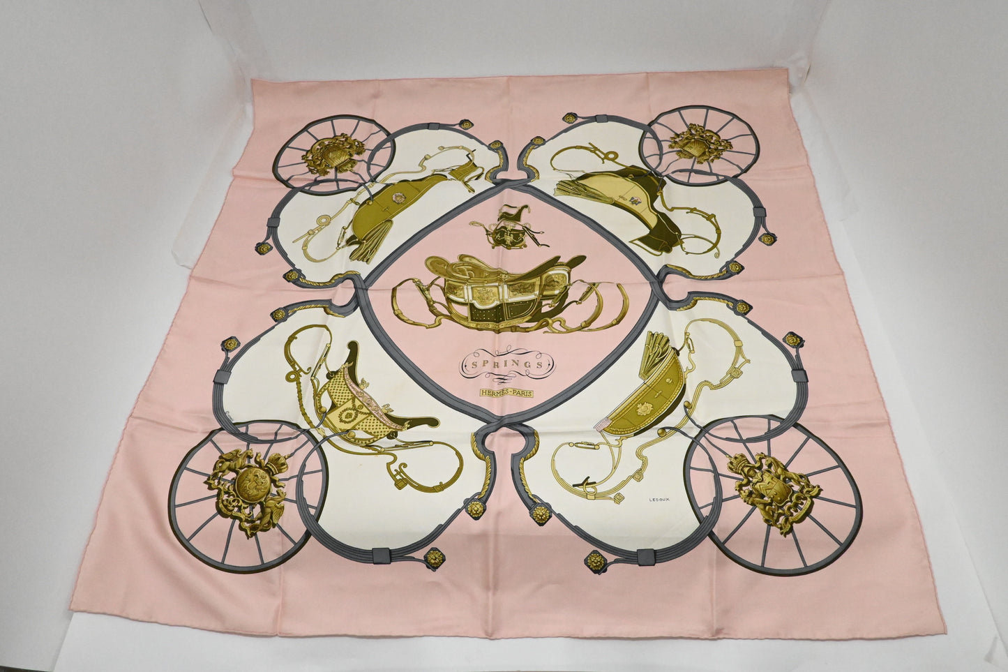 Hermes 'Springs' Carre 90 in Pink Silk