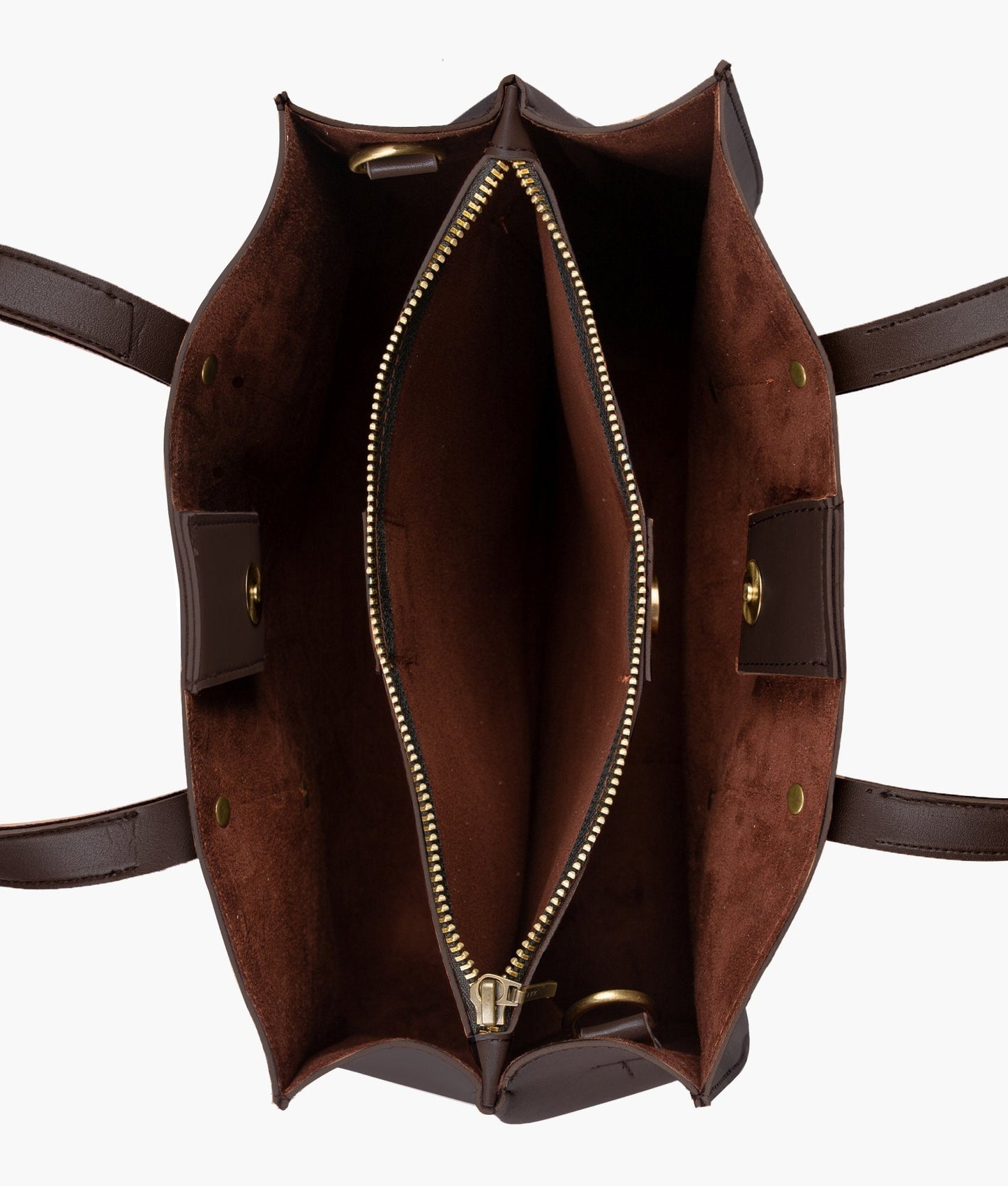 Dark brown multi compartment satchel bag