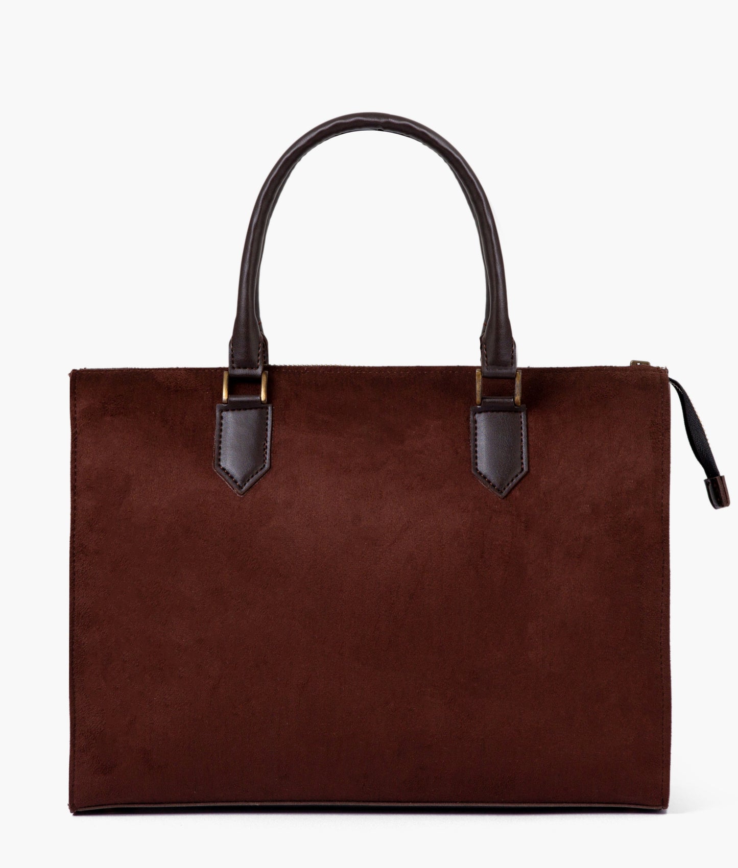 Dark brown suede workplace handbag