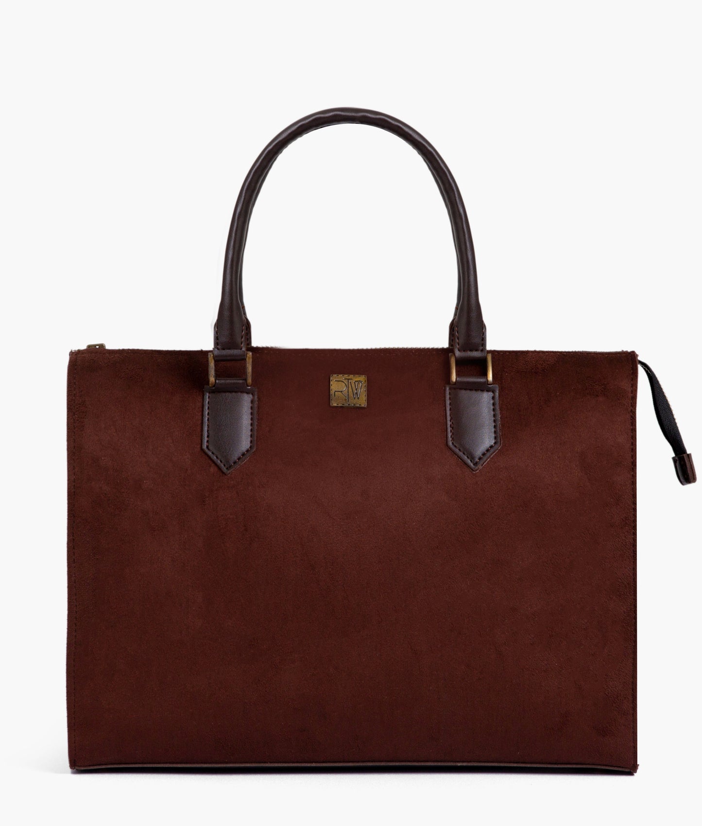 Dark brown suede workplace handbag