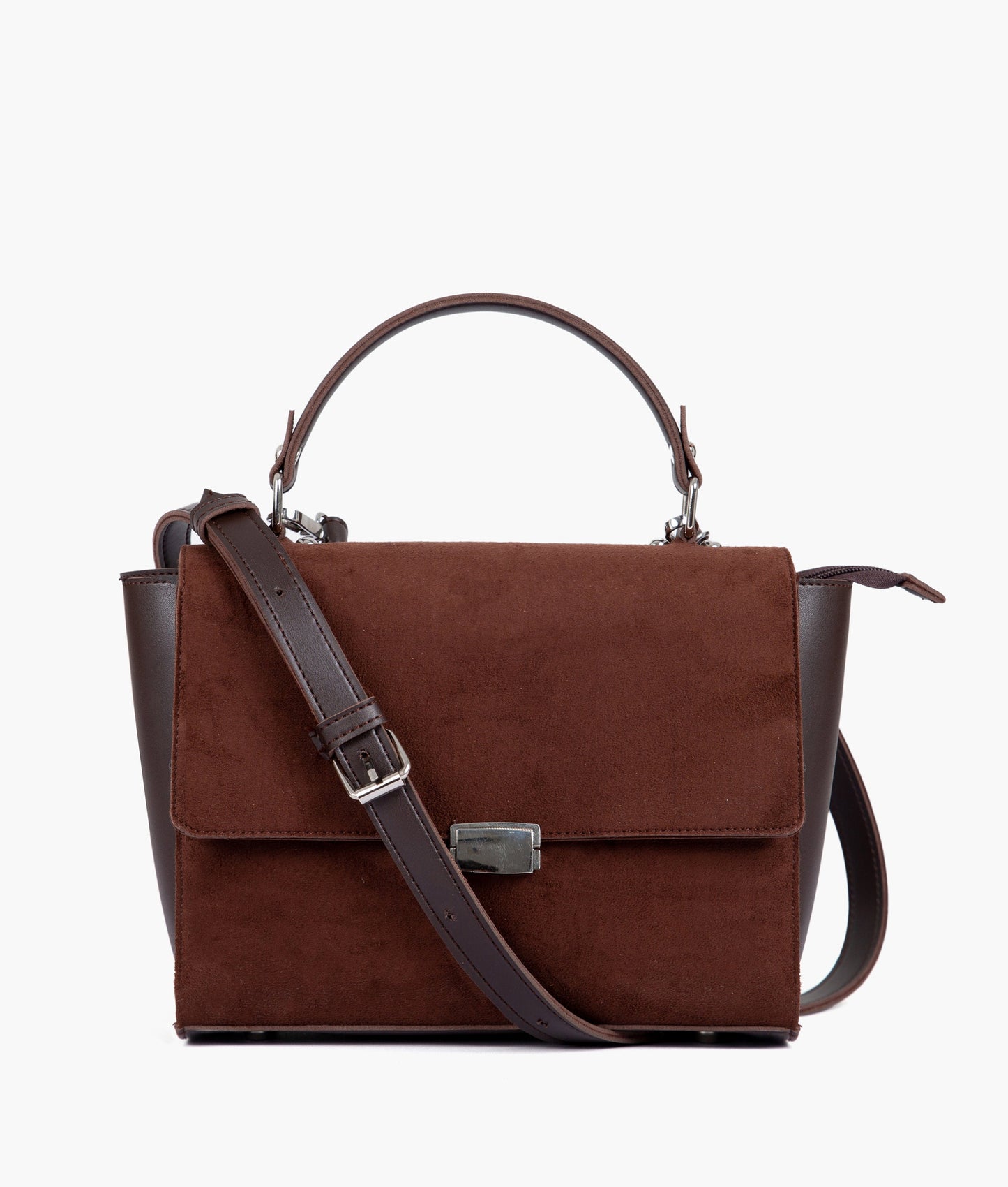 Dark brown suede mini messenger bag