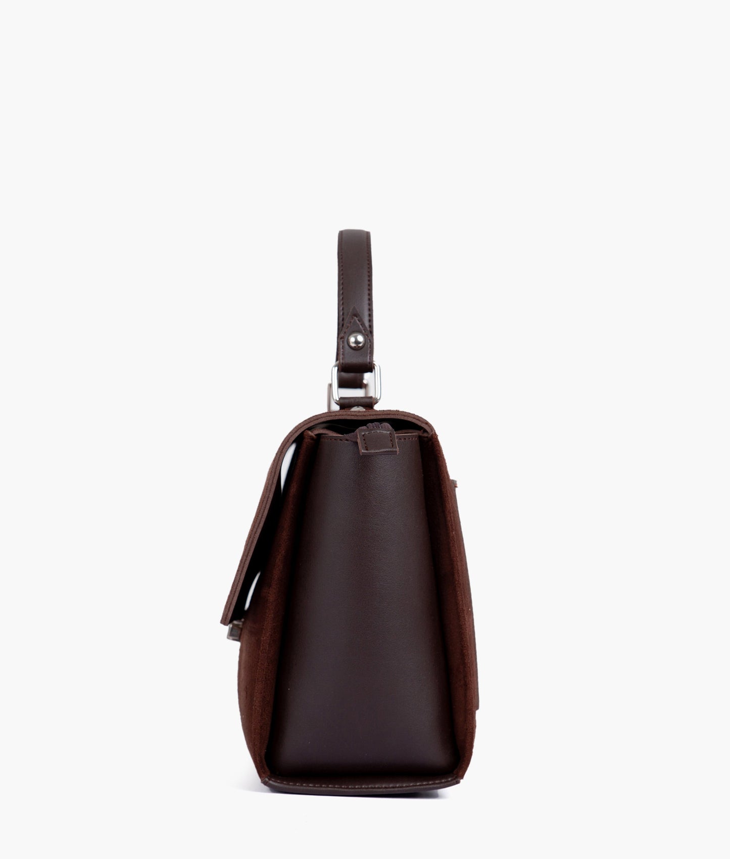 Dark brown suede mini messenger bag