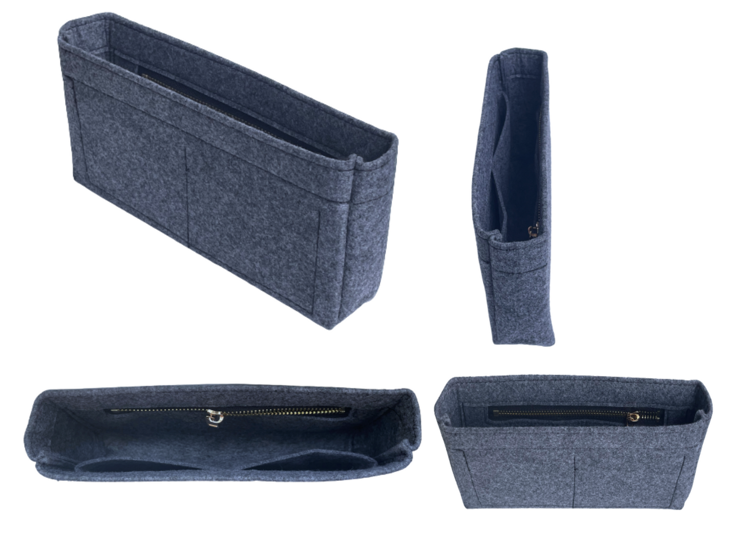 [19 Large Handbag Organizer] Felt Purse Insert (Slim with Zipper), Customized Bag Organizer, Liner Protector