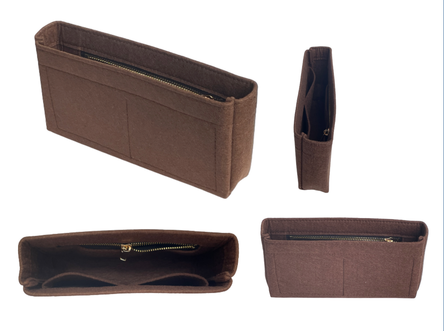[Large Lady D-LITE Bag Organizer] Felt Purse Insert (Slim with Zipper), Customized Bag Organizer, Liner Protector, Dlite
