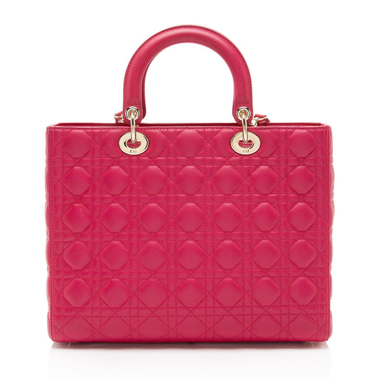 Dior Lambskin Lady Dior Large Tote (SHF-OVsaOG)