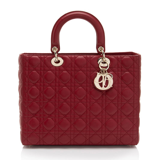 Dior Lambskin Lady Dior Large Tote (SHF-QajY9m)