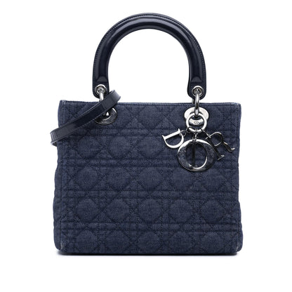 Dior Medium Denim Cannage Lady Dior