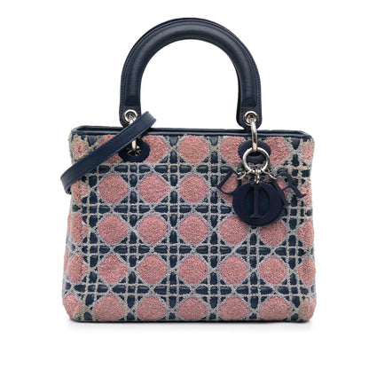 Dior Medium Lambskin And Tweed Cannage Lady Dior