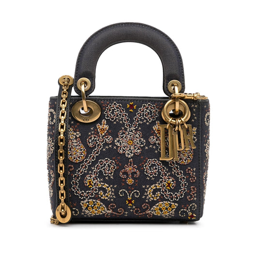 Dior Mini Embroidered Denim Lady Dior (SHG-eSDCMM)