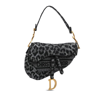 Dior Mizza Embroidered Canvas Leopard Saddle Bag