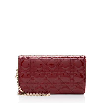 Dior Patent Leather Cannage Lady Dior Wallet on Chain (SHF-w2ghq7)