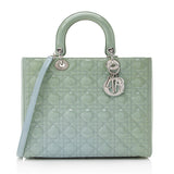 Dior Patent Leather Lady Dior Large Tote (SHF-22040)
