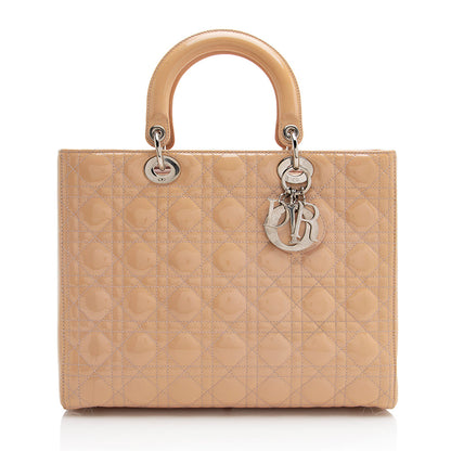 Dior Patent Leather Lady Dior Large Tote (SHF-22103)