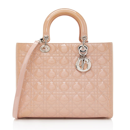 Dior Patent Leather Lady Dior Large Tote (SHF-22412)