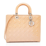 Dior Patent Leather Lady Dior Large Tote (SHF-2qzbI4)