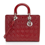 Dior Cannage Patent Leather Lady Dior Large Tote