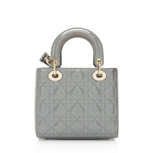 Dior Patent Leather Lady Dior Small Tote (SHF-fRTMgi)