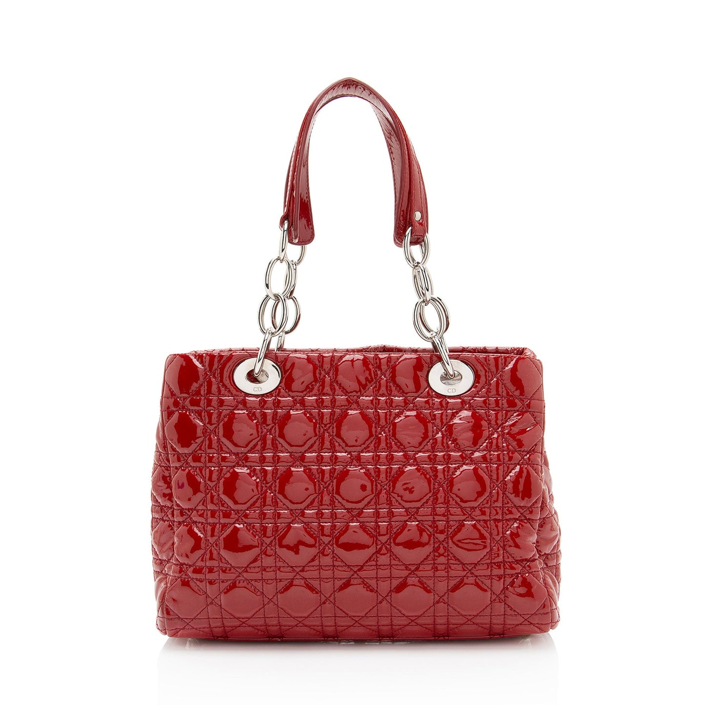 Dior Patent Leather Soft Cannage Lady Dior Small Shopping Tote (SHF-vm0Byx)